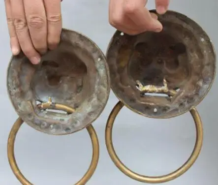 18 см китайская Бронзовая резная маска фэн шуй Голова Статуя дверь Лев молоток