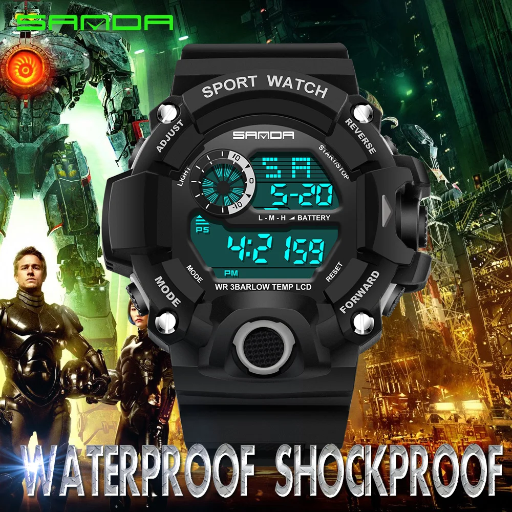 Sanda мужские часы модный спортивный бренд Ретро стиль таймер военный будильник