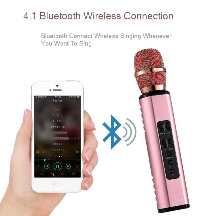 Многофункциональный беспроводной Bluetooth караоке микрофон двойной колонки портативный интеллектуальный караоке микрофон для мобильного телефона
