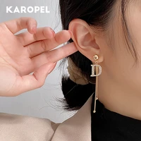classic d letter dangle earring south korean womens fashion jewelry personality metal tassel earrings party accessorie