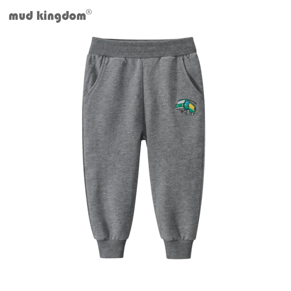 

Mudkingdom Boys Vehicle Sweatpants Cute Cartoon Embroidery Soft Jogger Elastic Waist Trousers
