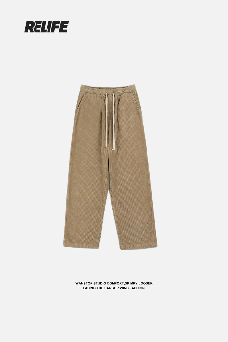 Женские Фланелевые брюки на завязках осенне-зимние прямые цвета хаки | Женская