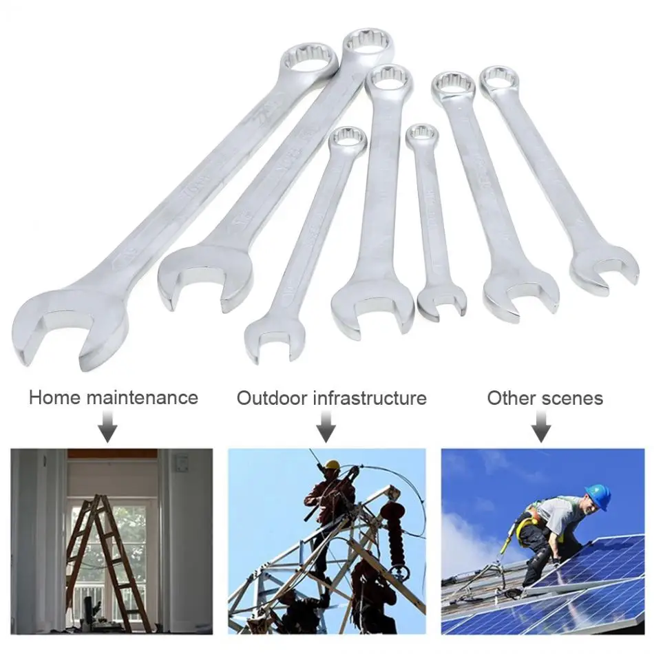 7 шт./лот ключи 8-19 мм комбинированный гаечный ключ с трещоткой набор ключей