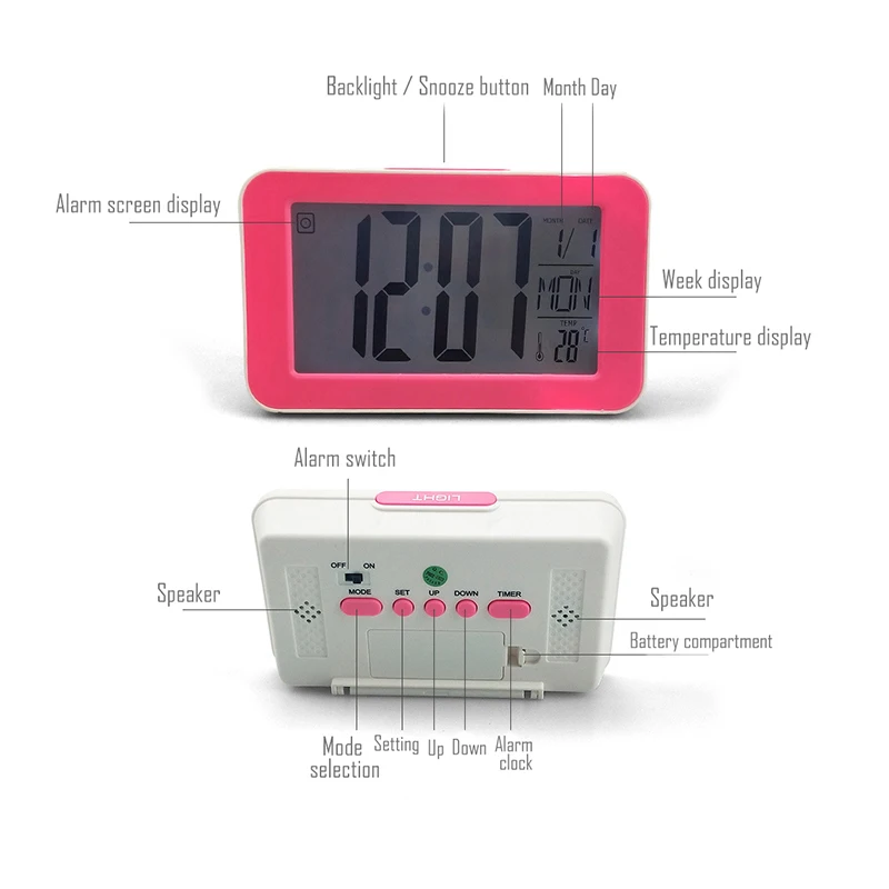 Будильник с ЖК дисплеем цифровые часы сенсорным управлением отображением