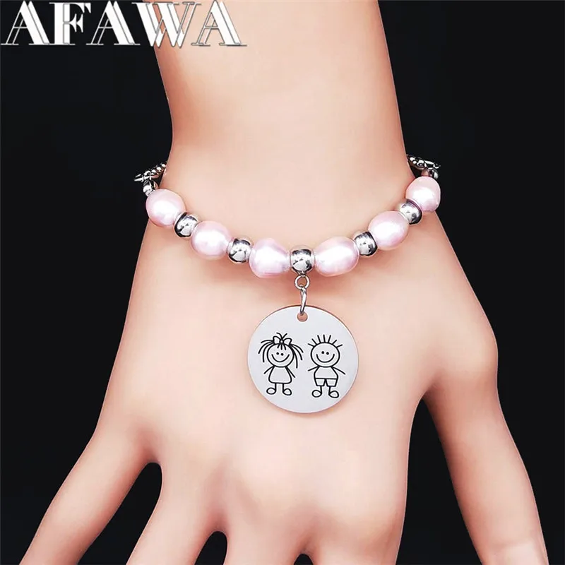 Женский браслет из нержавеющей стали с жемчугом и acero joyeria mujer BXS01|Цепочки