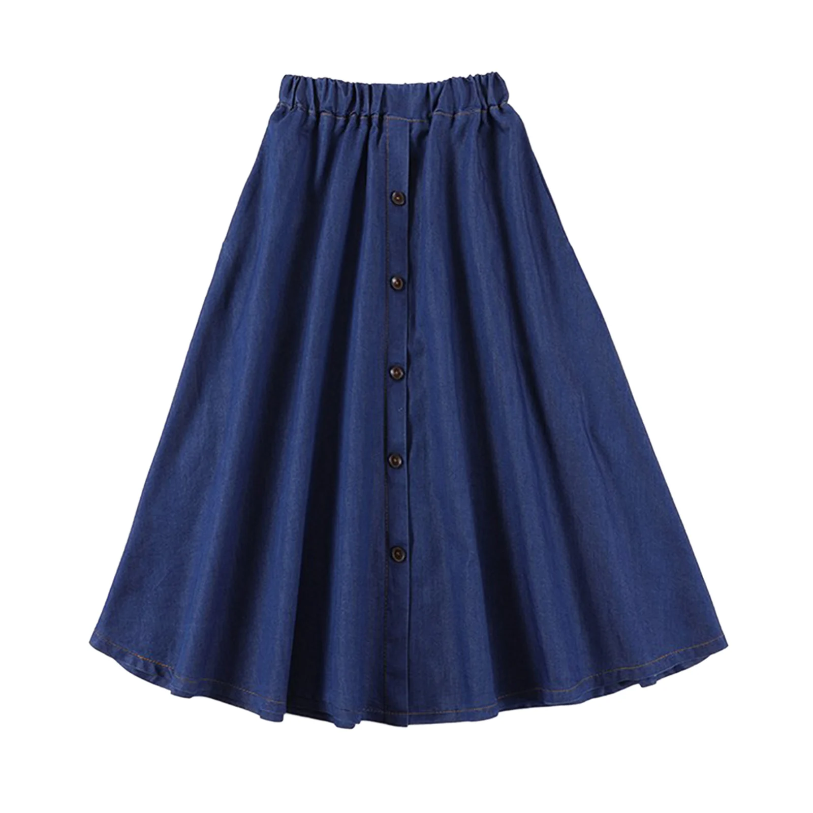 

Ladies Denim Loose Skirt Plus Size Girl Denim Skirt Elastic Waist Student Thin A-line Dress Woman Fashion Autumn Skirt