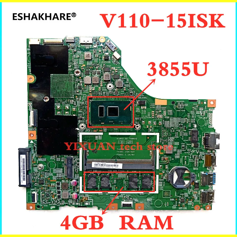 ESHAKHARE/V110 15ISK ноутбук материнская плата для Lenovo MB 5B20L78308 3855U RAM 4G LV115SK 15277 1 448.08B01.0011 100%