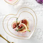 Посуда, чаша в форме сердца, стеклянная чаша для приправ, фруктов, салатов, блюдо для соуса, тарелка для аппетита, кухонный инструмент, кухонные аксессуары