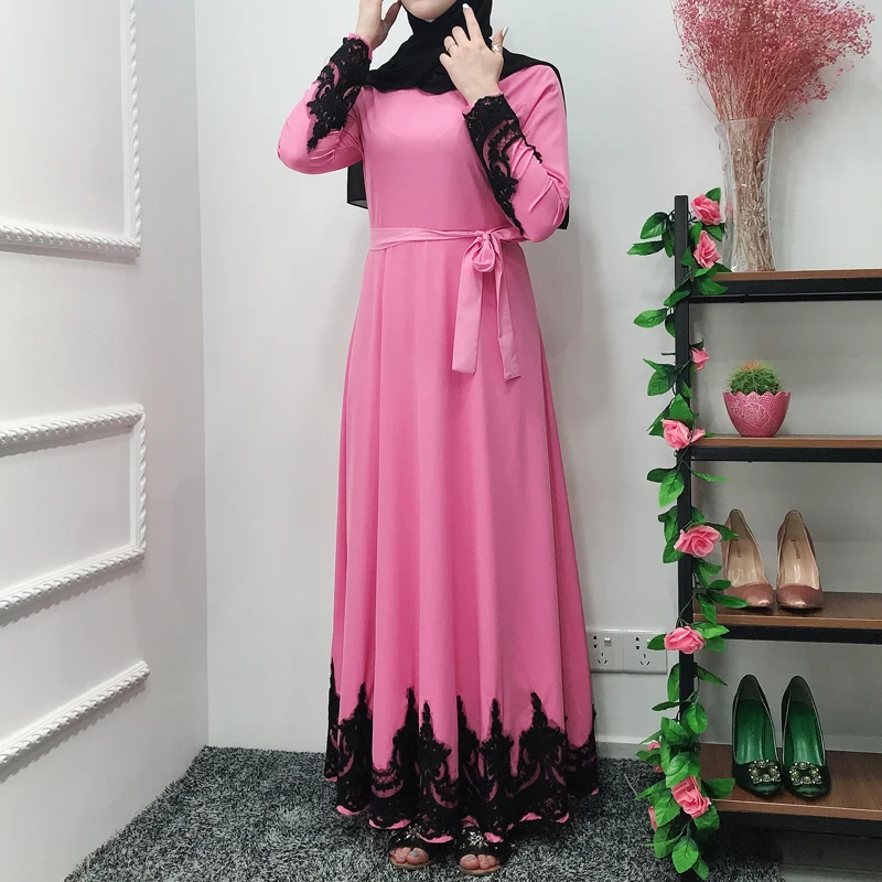 MISSJOY/розовые платья для женщин; модное лоскутное платье с длинным рукавом для молитвы в Дубае; Абая; турецкий ислам; Макси-платье; мусульманская клеид; Арабская одежда