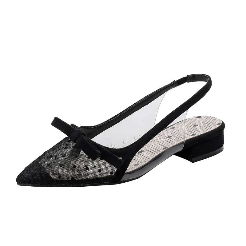 

Shoes Fretwork Heels Cover Toe Ladies' Slippers Low Butterfly-Knot Slipers Women Pointed 2021 Scandals Butterfly-knot Slides Rub