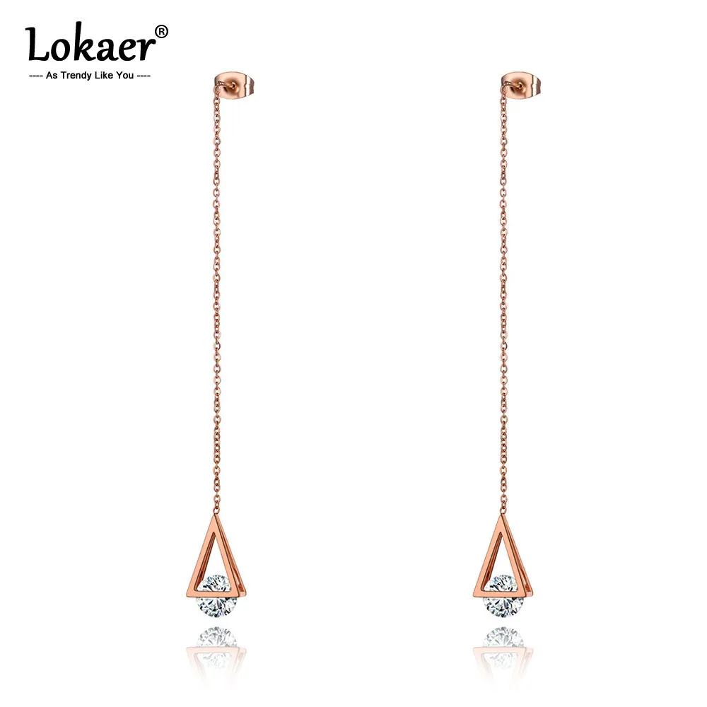 Женские Треугольные Серьги кисточки Lokaer серьги подвески из нержавеющей стали с