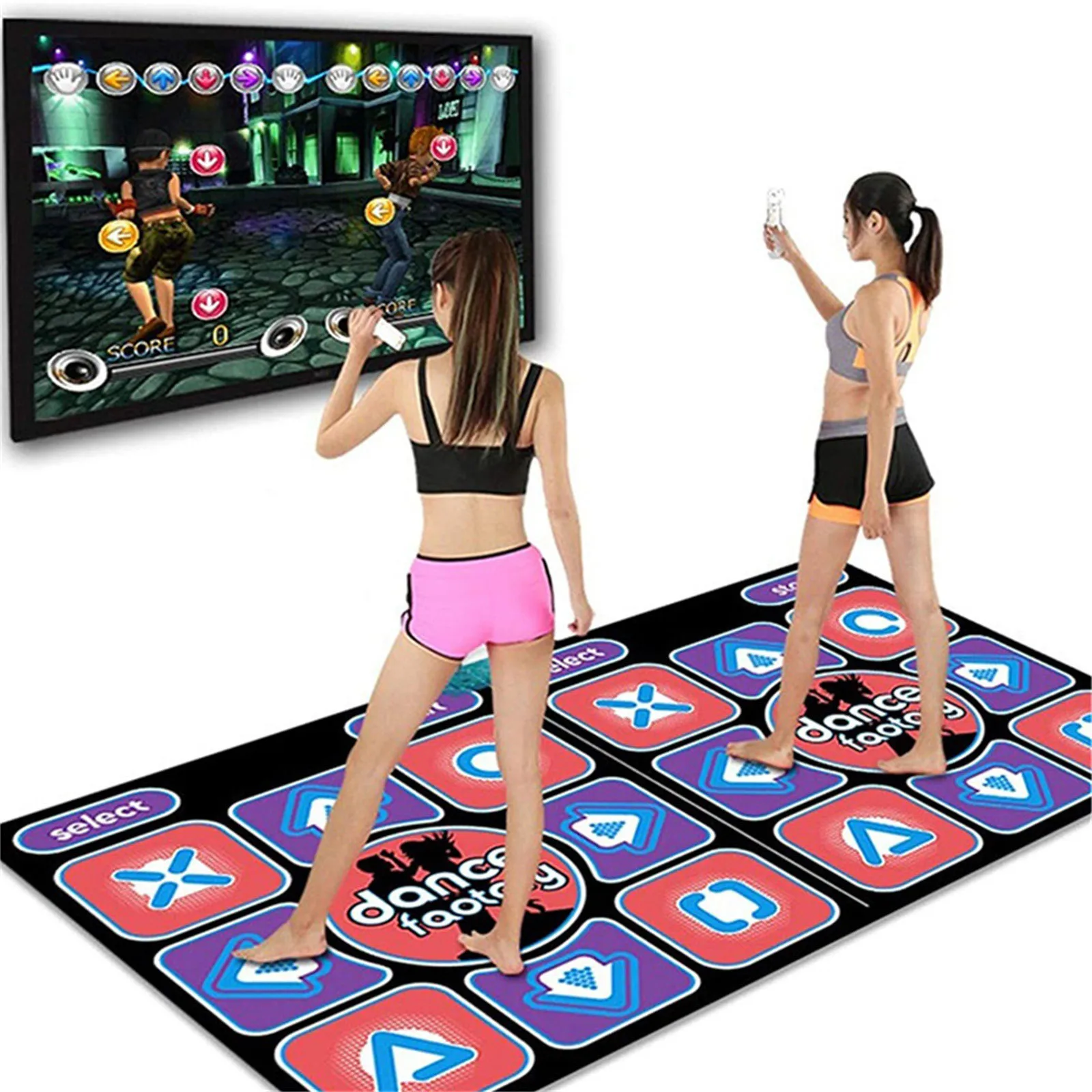 

Double Dancing Mat for Kids Adults TV Non-Slip + 2 Remote Controller Double User Dancer Step Pads Sense Game Blanket A20