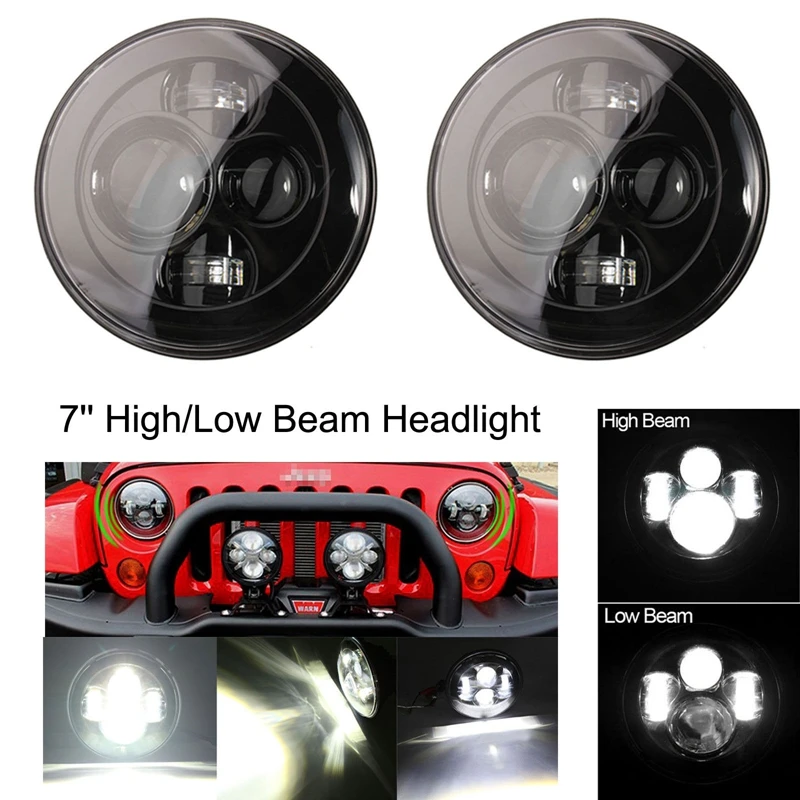 2 шт. 7 дюймов светодиодный фары для автомобиля Hi/короче спереди и длиннее сзади)