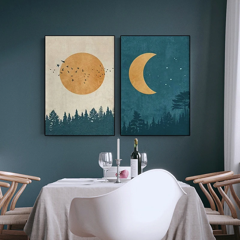 

Modern Abstract Sun Canvas Painting Moon Posters and Prints Nordic Wall Art Living Room Background Bedroom Home Decor Pictures