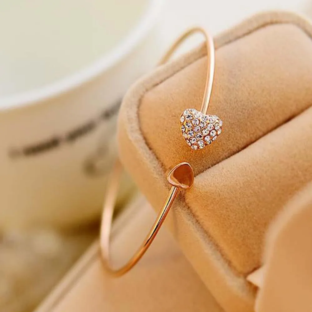 Горячая Мода регулируемое Хрустальное Двойное сердце бант билезик размер