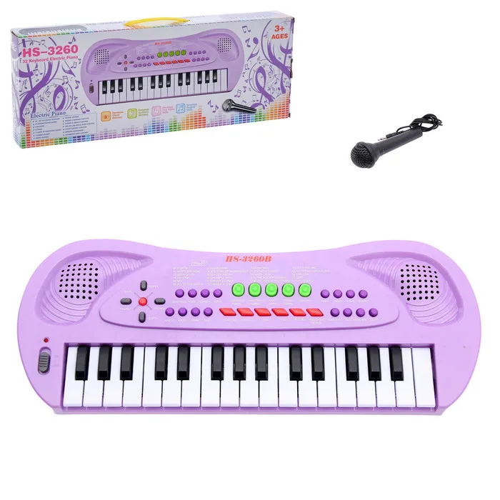 Synthesizer &quotmusician&quot with microphone Color Purple 32 keys works |