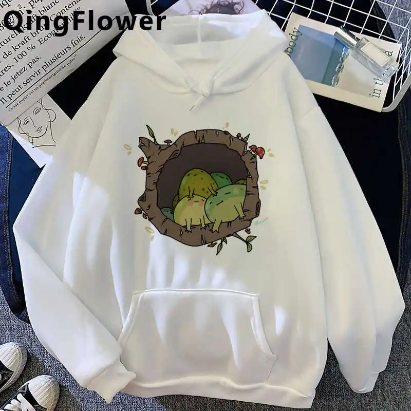 

Kawaii Frog hoodies female Oversized streetwear Korea grunge female pullover clothing y2k aesthetic