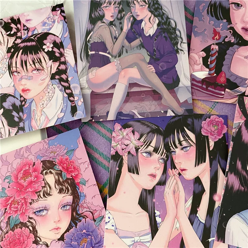 Декоративная открытка с изображением японской Девушки 12 листов