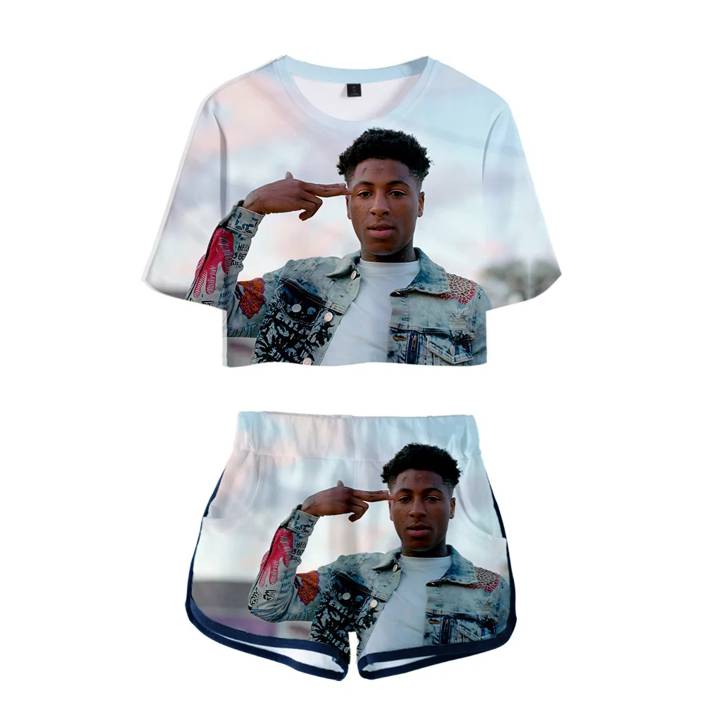 

rapper YoungBoy Never Broke Again 3D printed Sexy 2 Piece Set Women's Crop Top And Shorts Set Two Piece Outfits Matching clothes