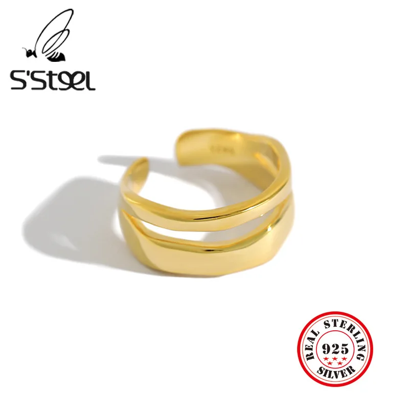 

Нерегулярные стерлингового серебра Корея кольца для Для женщин любимой Регулировка размера ручной работы Bague Роковой Серебро 925 Accesorios Mujer ...