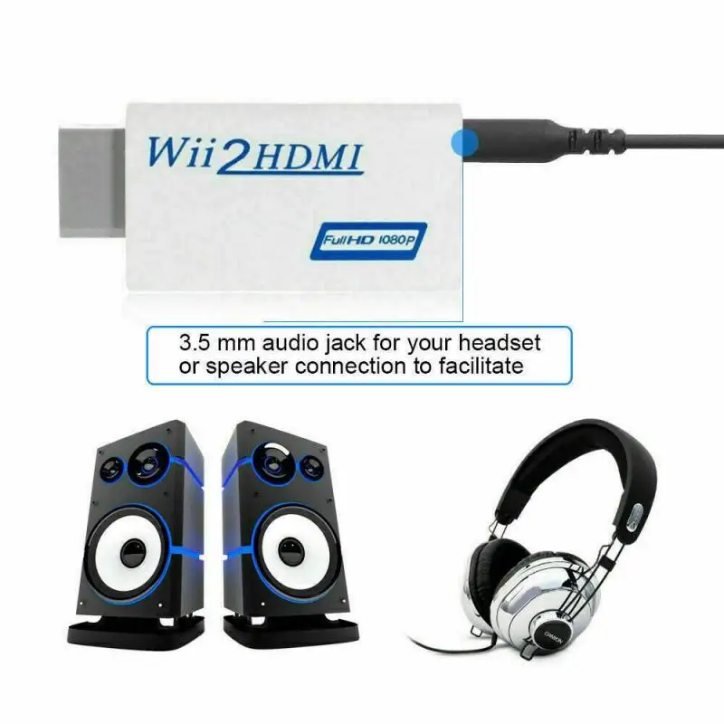 Портативный конвертер Wii в HDMI адаптер 2HDMI 3 5 мм аудио для ПК HDTV монитор дисплей