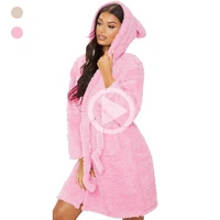 women bathrobe nightgown thick warm robe winter unisex unicorn plush pajamas pink cute adults animal flannel bath robe sleepwear
