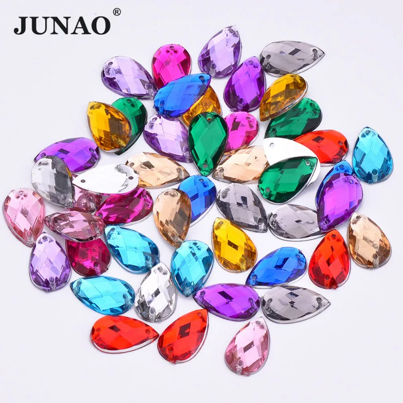 JUNAO 8*13 10*14 мм шитье микс цвет падение Стразы прозрачный AB акриловые хрустальные камни плоские для альбома бусины для Одежда ручной работы