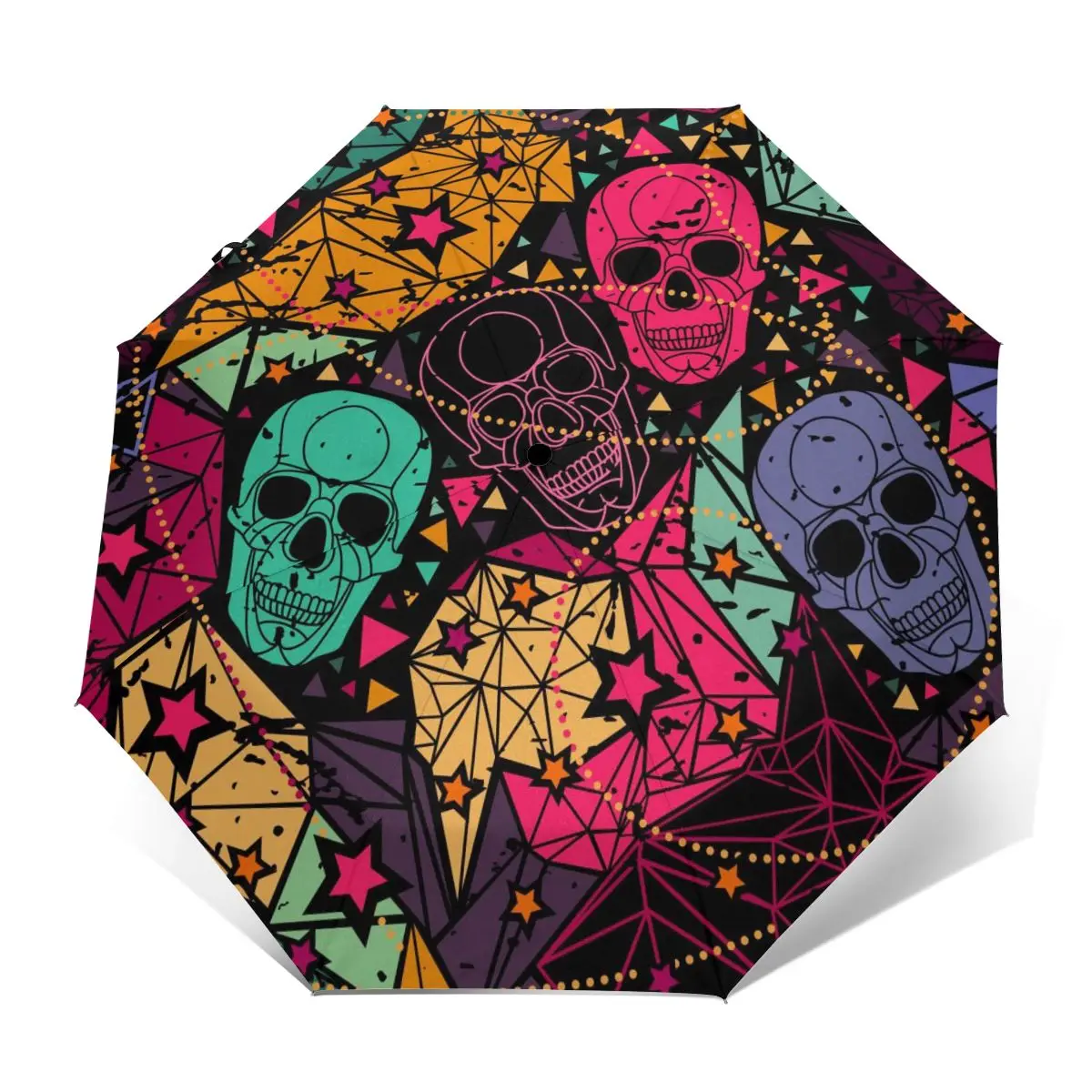 Offerte Ombrello Automatico Pieghevole Resistente Al Vento Donna Auto Floreale Geometrico Cranio Ombrelli Antivento Pioggia Per Uomo Ombrellone