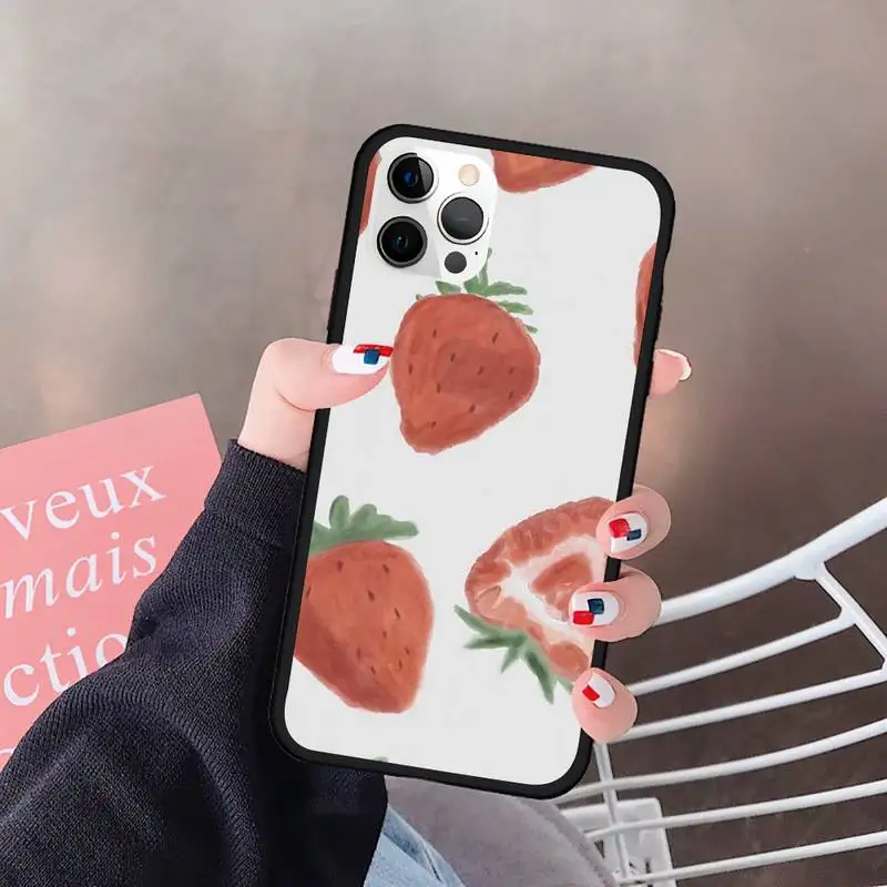 

Cute Strawberry Cherry Grapefruit Orange Lemon Phone Case For Iphone 6 6s 7 8plus X Xr 11 12 Mini Pro Max Cover Fundas Coque