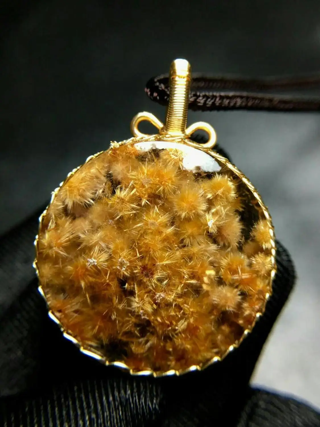 Натуральный Золотой рутилированный кварцевый кулон цветок Титан 29*9 5 мм