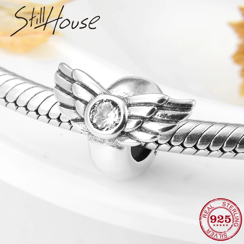 Новинка 925 пробы серебряные крылья ангела пробки бусины подходят к оригинальному