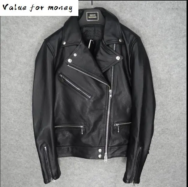 

Free cowhide shipping. leather jacket,man's 100% genuine leather Jackets,men moto biker japan Engraved jacket
