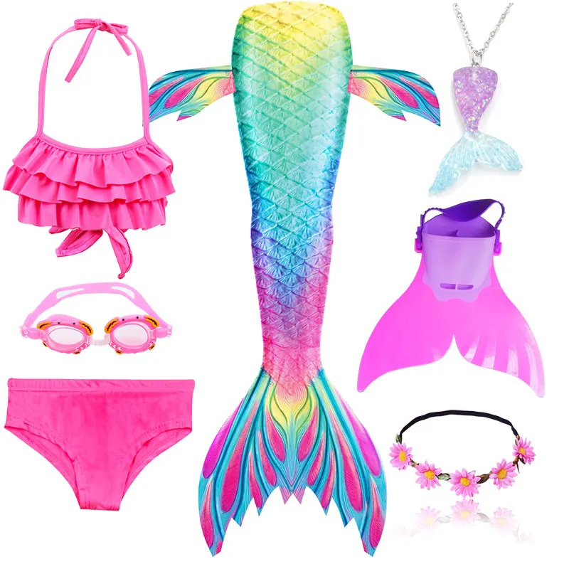Детский костюм Русалочки купальный с хвостом и плавниками для девочек 28