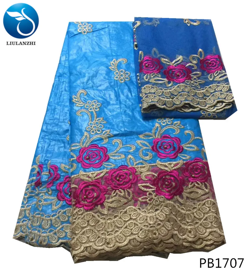

LIULANZHI african bazin fabric lace with beads wedding lace fabrics embroidery lace bazin fabric 7yards bazin riche getzner PB17