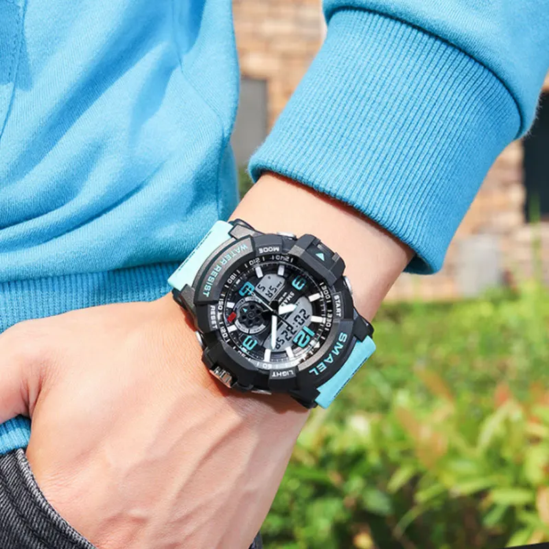 

SMAEL Gold Quartz Men Military Watch 50m Waterproof Wristwatch LED Clock Male relogios masculino Digital Sport Watches Men's New