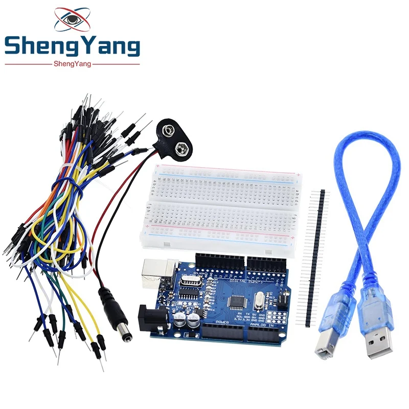 Стартовый комплект ShengYang для arduino Uno R3 из 5 предметов: макетная плата джампер