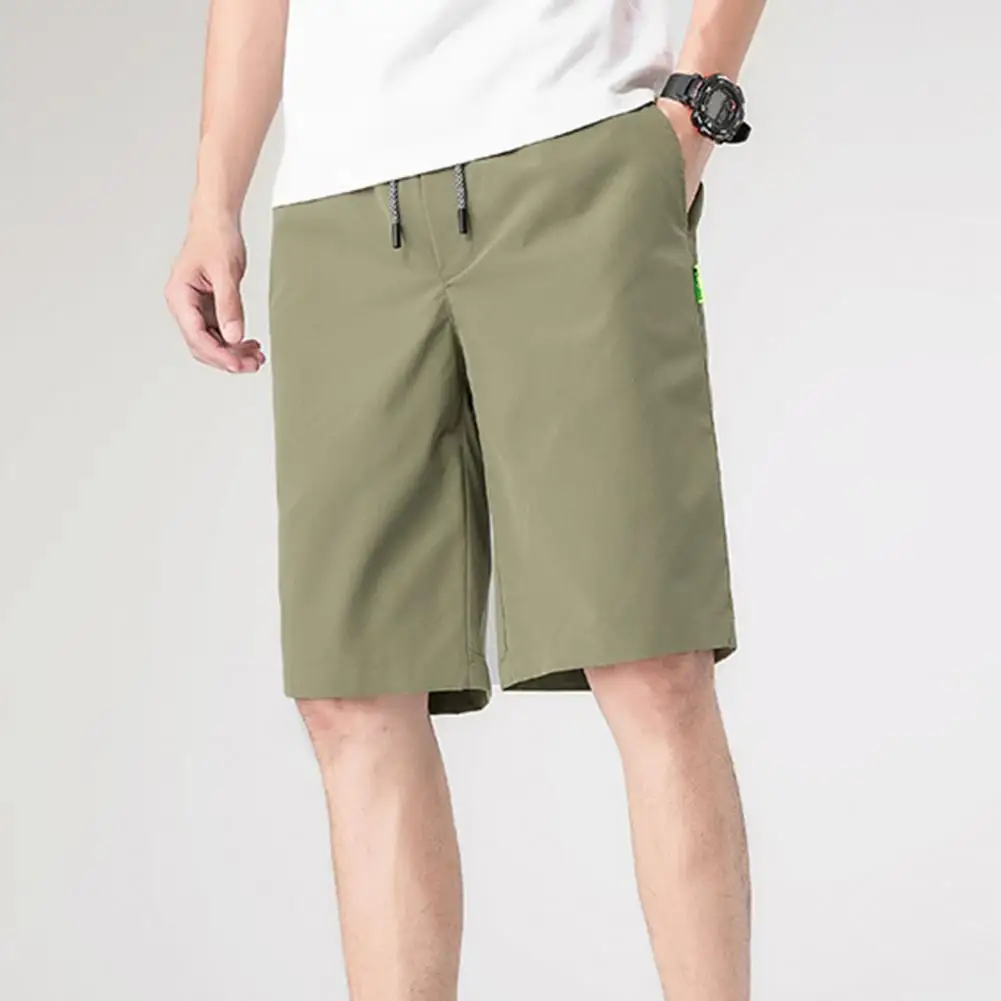 

Summer Men Shorts Plus Size Casual Skin-friendly Knee Length Male Shorts Sporty Drawstring Pockets Loose Sport Workout Shorts