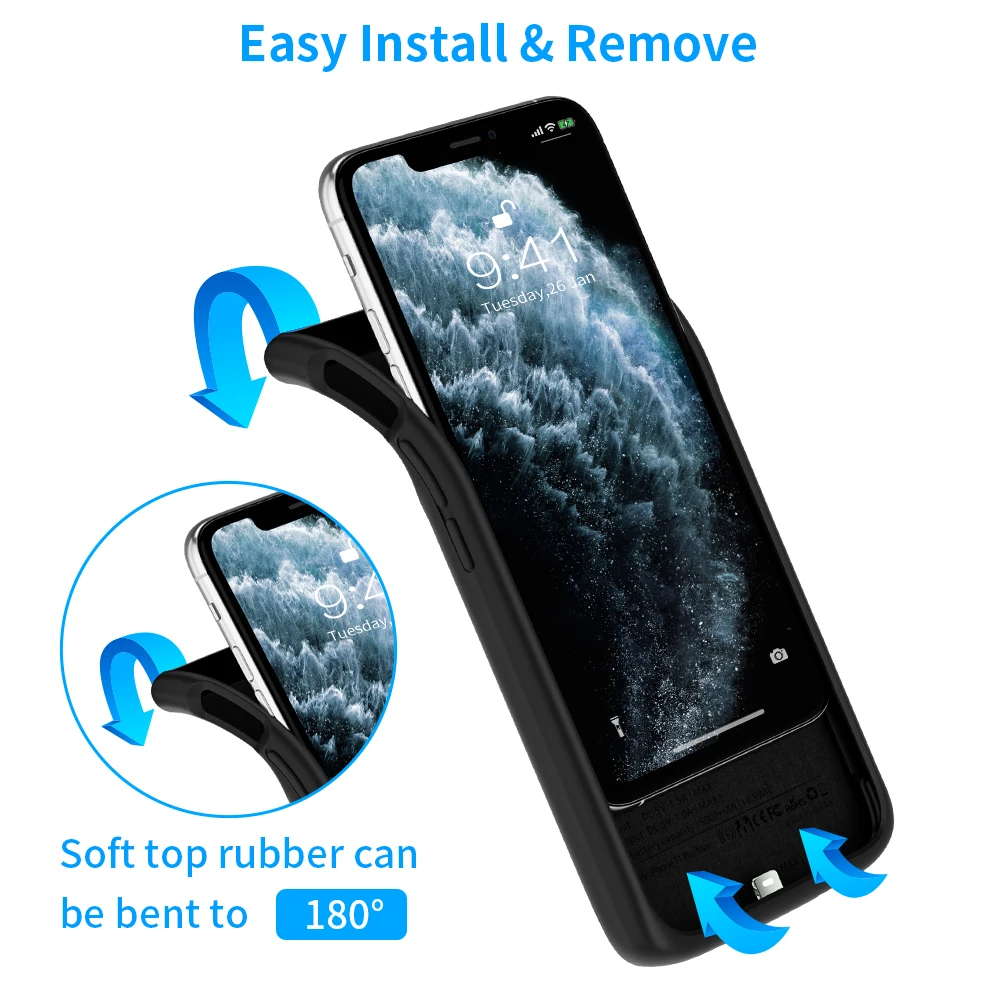 Чехол Newdery для iPhone 11 Pro Max 5000 мА · ч с полной защитой тонкий чехол беспроводной