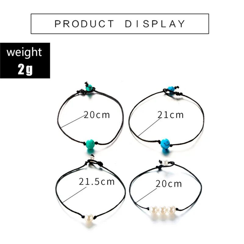 Простой жемчужный синий зеленый белый камень ручная вязка кожаная веревка 4 шт.