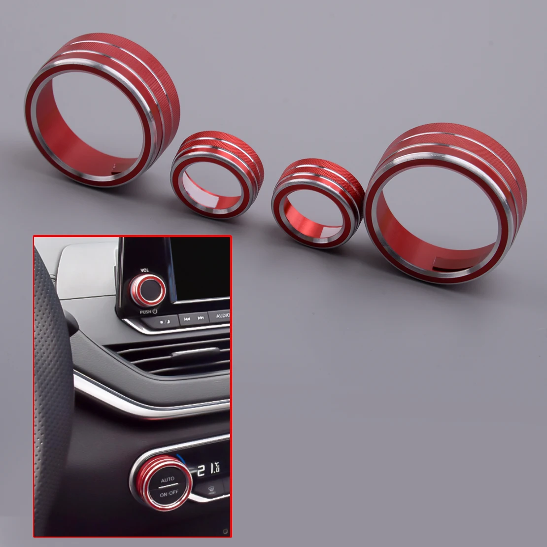 

1Set AC CD Switch Knob Rings Covers Trims Fit For Nissan Teana Altima 2019 2020