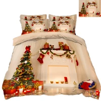 christmas decoration 3d printing sheet pillowcase duvet cover sets peach skin high quality materials made bedding set