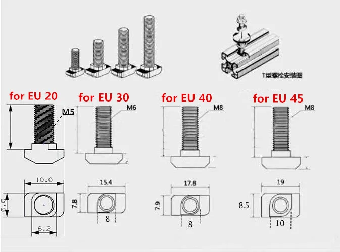 Винт т образного типа европейского стандарта болт с головкой молотка аксессуары