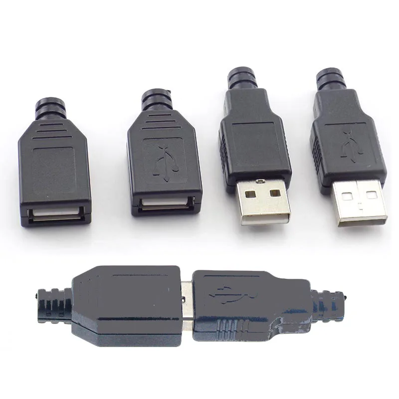 100 шт. тип A штекер Женский USB 4-контактный разъем с черной пластиковой крышкой Type-A