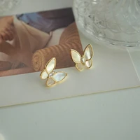 trend sterling silver color butterfly fritillary stud earrings super fairy ins niche opal simple earrings