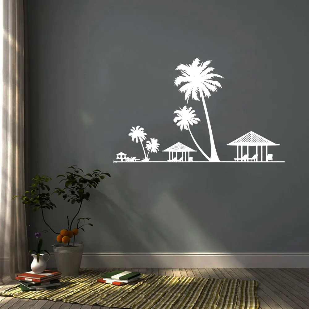 

Hot Sale Coconut Tree Plant Wall Sticker For Living Room Removable Vinyl Palm Trees Wall Decals For Nursery Room DW6707