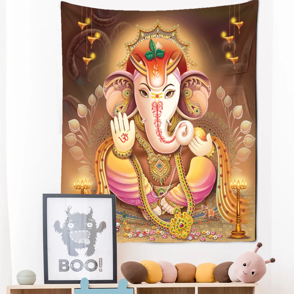 

Buddhist Elephant Tapestry Wall Hanging Bohemian Thai Style Colorful Table Mat Printing Art Decoration Of Living Room