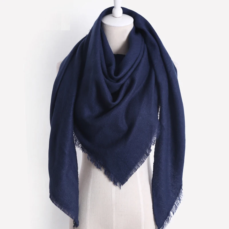 

Women Warm Shawls Imitation Cashmere Winter Scarf Color For Ladies Scarves Wool Solid Triangle Scarf