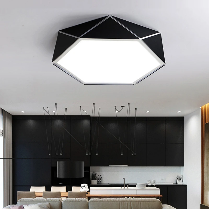 

Diamond Shape White/Black Led Chandeliers lights for Study Kids room bedroom modern Led Ceiling Chandelier Fixtures