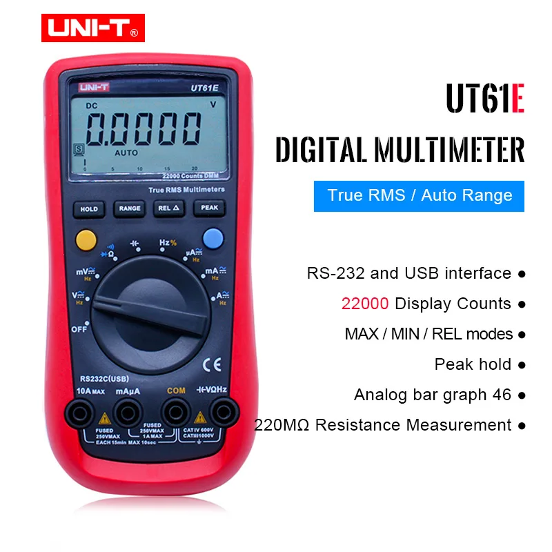 Цифровой мультиметр UNI T UT61E подключение к ПК измеритель напряжения постоянного и