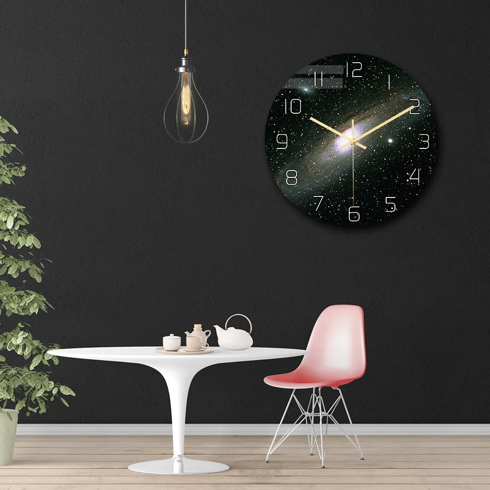 

Christmas gift creative Galaxy wall clock acrylic material silent movement bedroom living room decoration clock space time